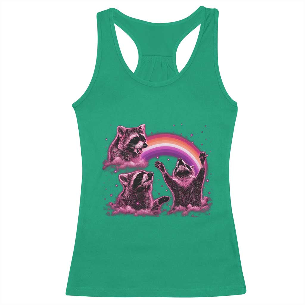 Funny Pink Raccoon Live Laugh Racerback Tank Top Lesbian Pride Month TS12 Irish Green Print Your Wear