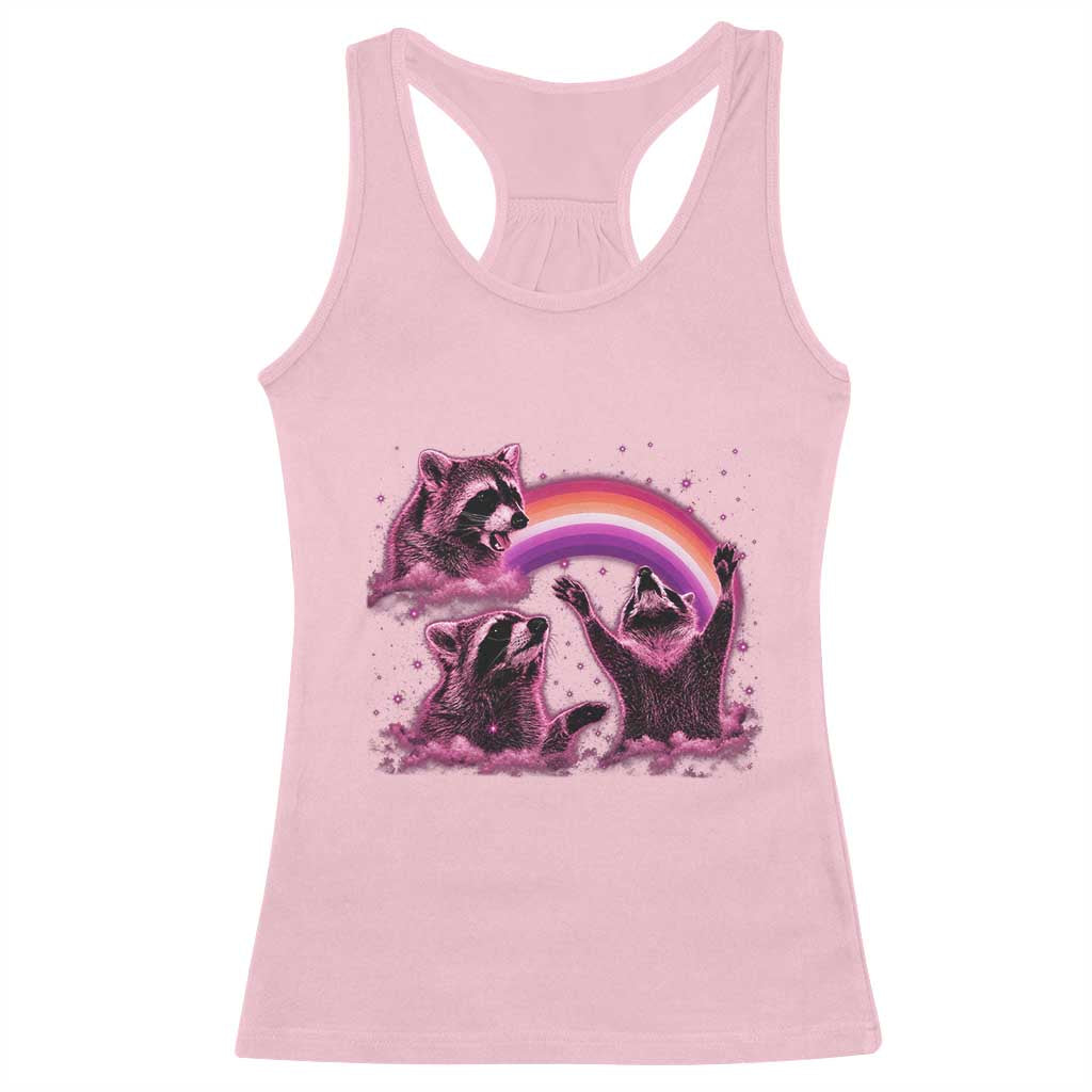 Funny Pink Raccoon Live Laugh Racerback Tank Top Lesbian Pride Month TS12 Light Pink Print Your Wear