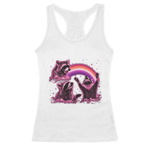 Funny Pink Raccoon Live Laugh Racerback Tank Top Lesbian Pride Month TS12 White Print Your Wear