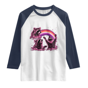 Funny Pink Raccoon Live Laugh Raglan Shirt Lesbian Pride Month TS12 White Navy Print Your Wear