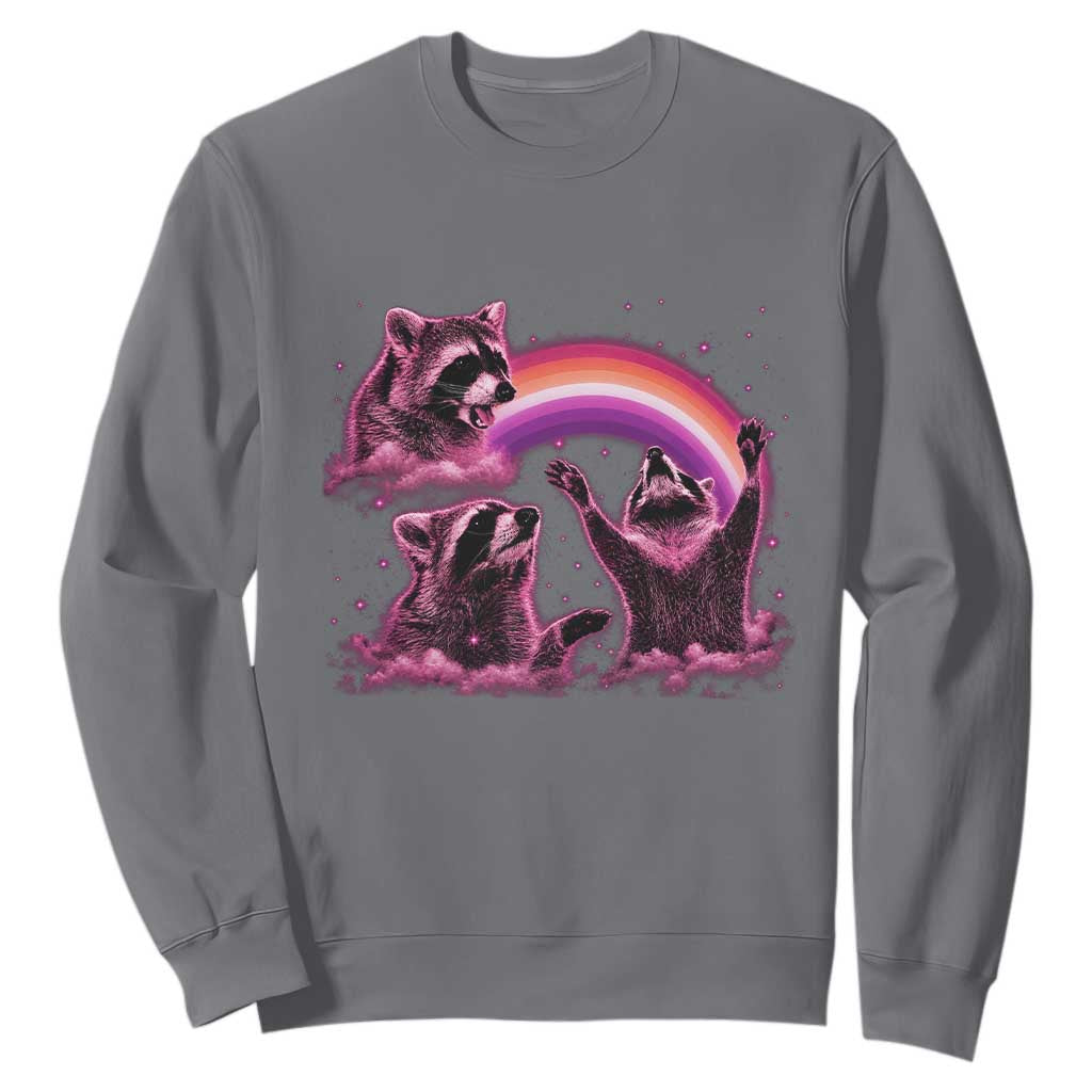 Funny Pink Raccoon Live Laugh Sweatshirt Lesbian Pride Month TS12 Charcoal Print Your Wear