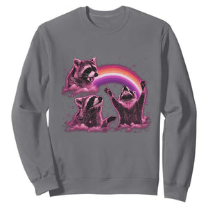 Funny Pink Raccoon Live Laugh Sweatshirt Lesbian Pride Month TS12 Charcoal Print Your Wear
