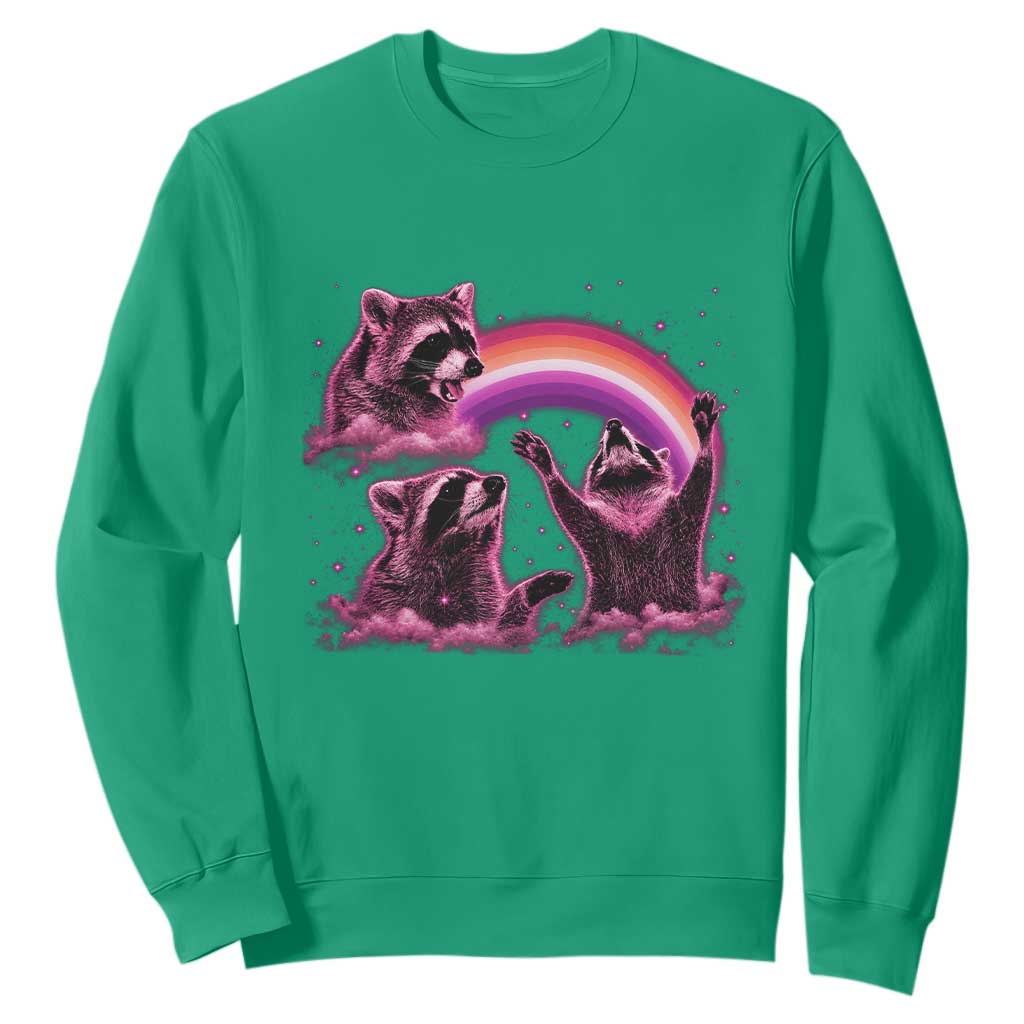 Funny Pink Raccoon Live Laugh Sweatshirt Lesbian Pride Month TS12 Irish Green Print Your Wear