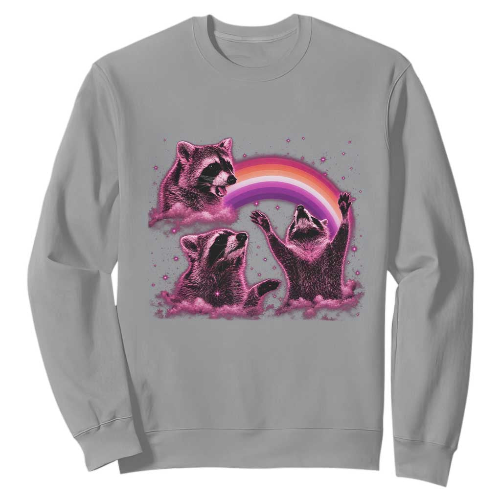 Funny Pink Raccoon Live Laugh Sweatshirt Lesbian Pride Month TS12 Sport Gray Print Your Wear