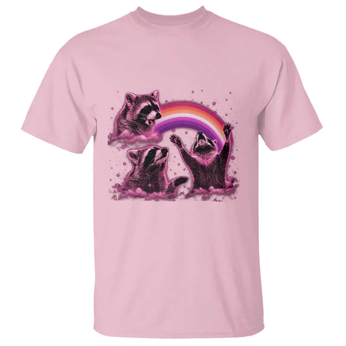 Funny Pink Raccoon Live Laugh T Shirt Lesbian Pride Month TS12 Light Pink Print Your Wear