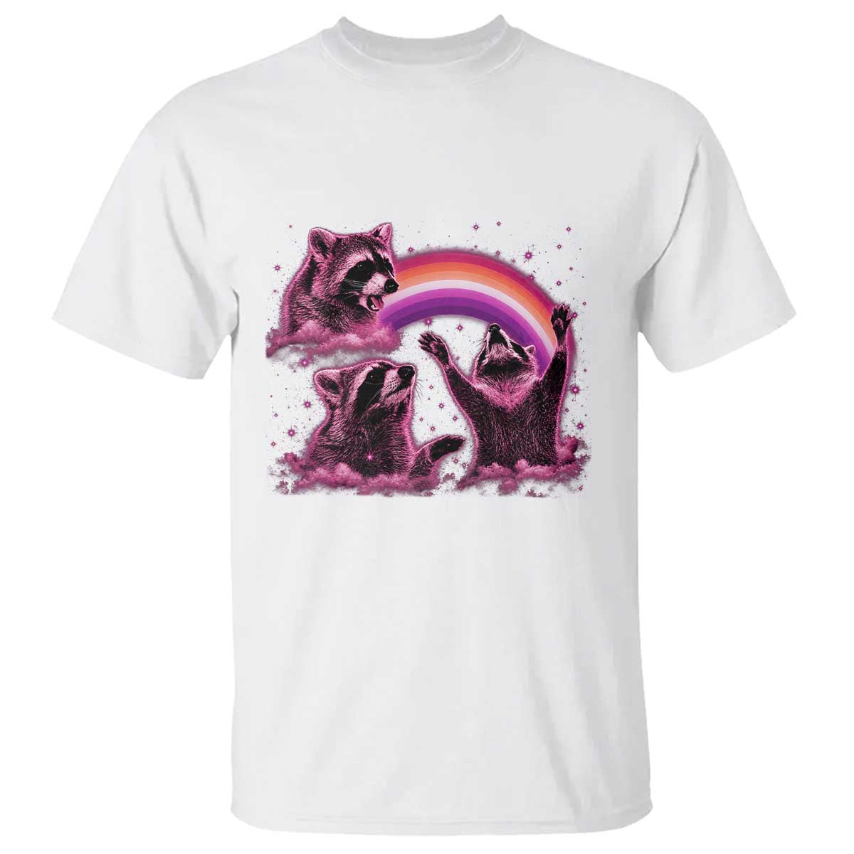Funny Pink Raccoon Live Laugh T Shirt Lesbian Pride Month TS12 White Print Your Wear