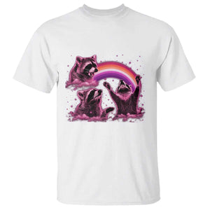 Funny Pink Raccoon Live Laugh T Shirt Lesbian Pride Month TS12 White Print Your Wear