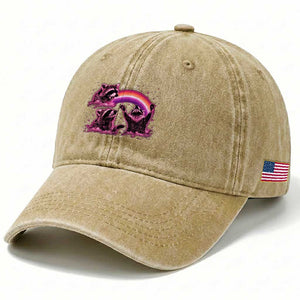 Funny Pink Raccoon Live Laugh Washed Cotton Baseball Cap Lesbian Pride Month TS12 Print Your Wear