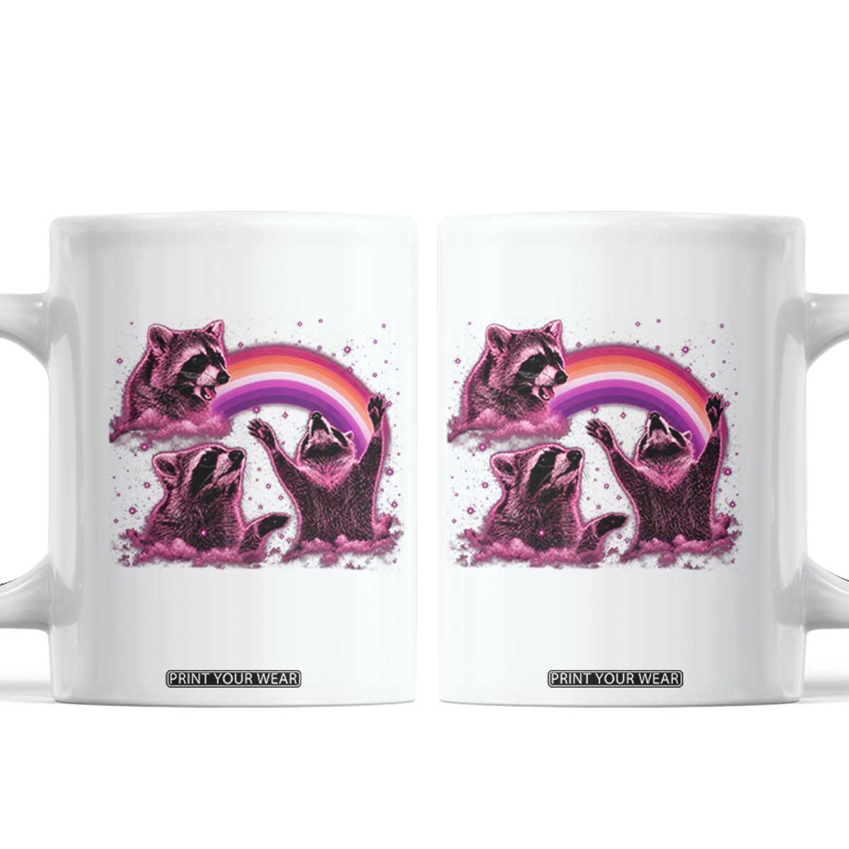 Funny Pink Raccoon Live Laugh Coffee Mug Lesbian Pride Month TS12 White Print Your Wear
