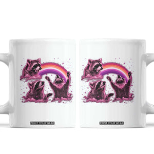 Funny Pink Raccoon Live Laugh Coffee Mug Lesbian Pride Month TS12 White Print Your Wear