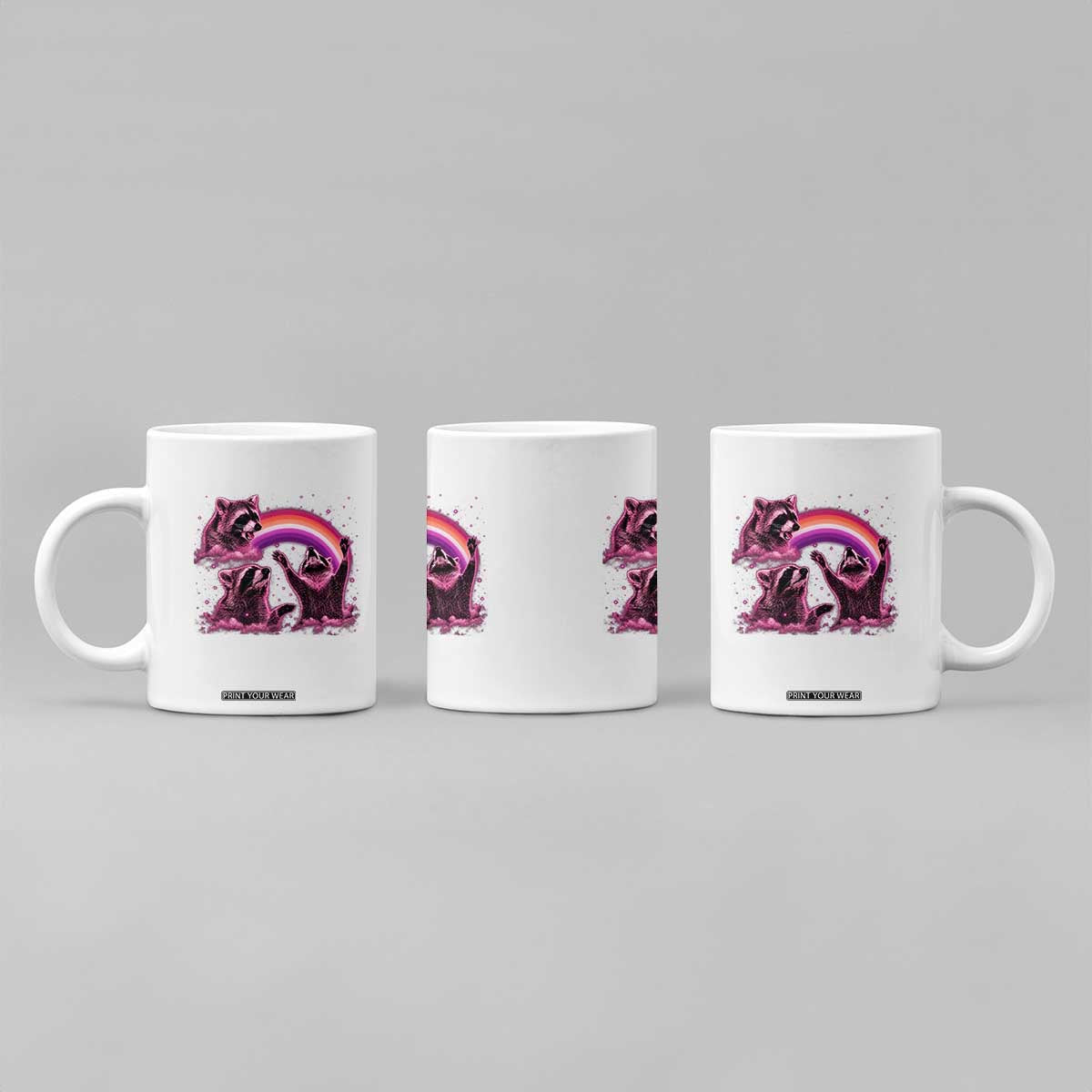 Funny Pink Raccoon Live Laugh Coffee Mug Lesbian Pride Month TS12 Print Your Wear