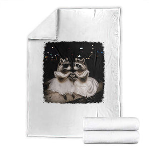 Funny Lesbian Raccoon Engagement Throw Blanket LGBTQ Pride Gift TS12 White Print Your Wear