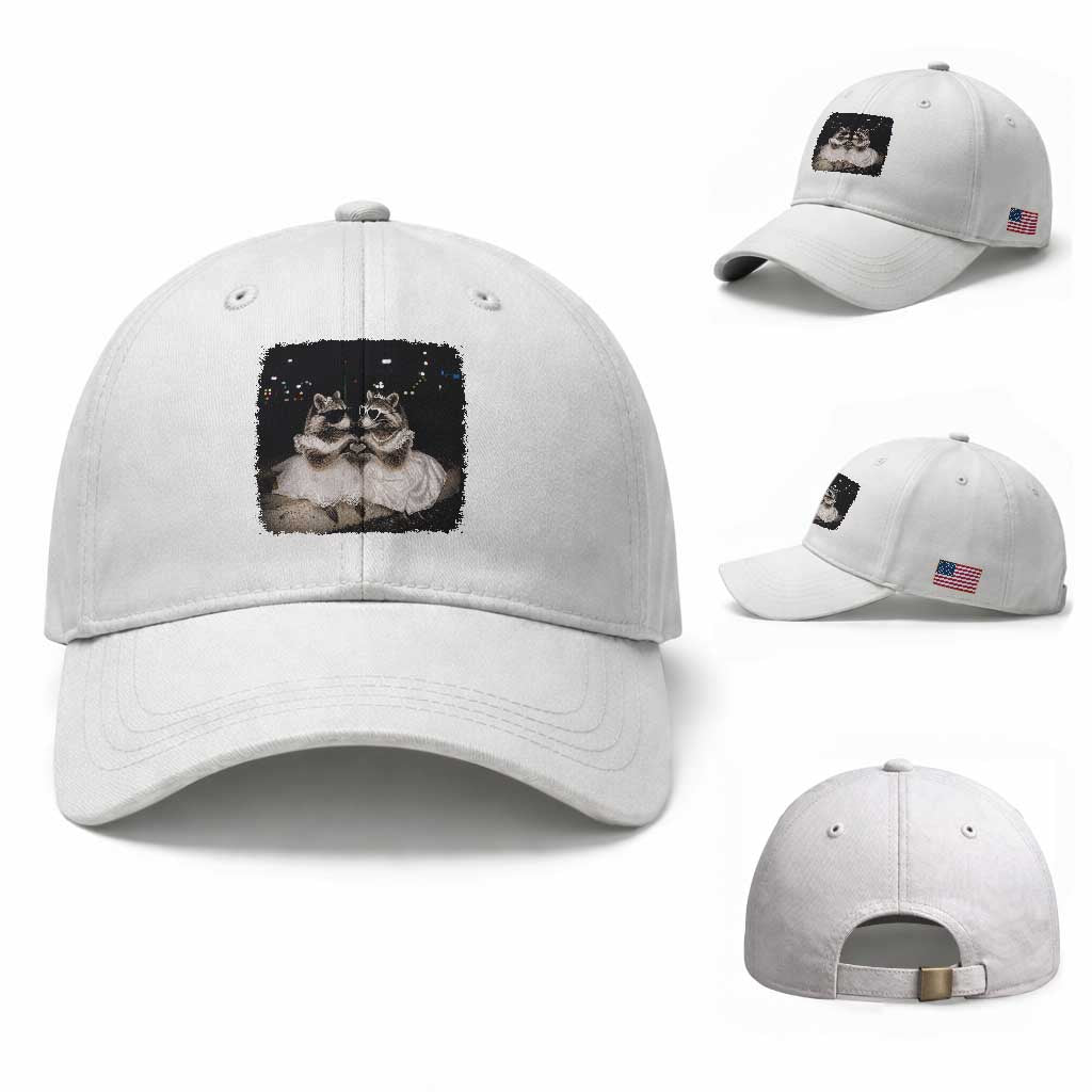 Funny Lesbian Raccoon Engagement Baseball Cap LGBTQ Pride Gift TS12 Baseball Cap Universal Fit White Print Your Wear
