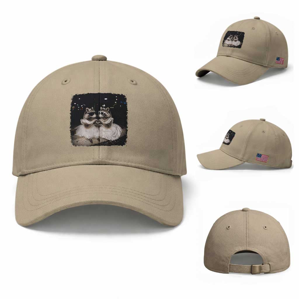 Funny Lesbian Raccoon Engagement Baseball Cap LGBTQ Pride Gift TS12 Baseball Cap Universal Fit Khaki Print Your Wear