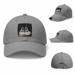 Funny Lesbian Raccoon Engagement Baseball Cap LGBTQ Pride Gift TS12 Baseball Cap Universal Fit Sport Gray Print Your Wear