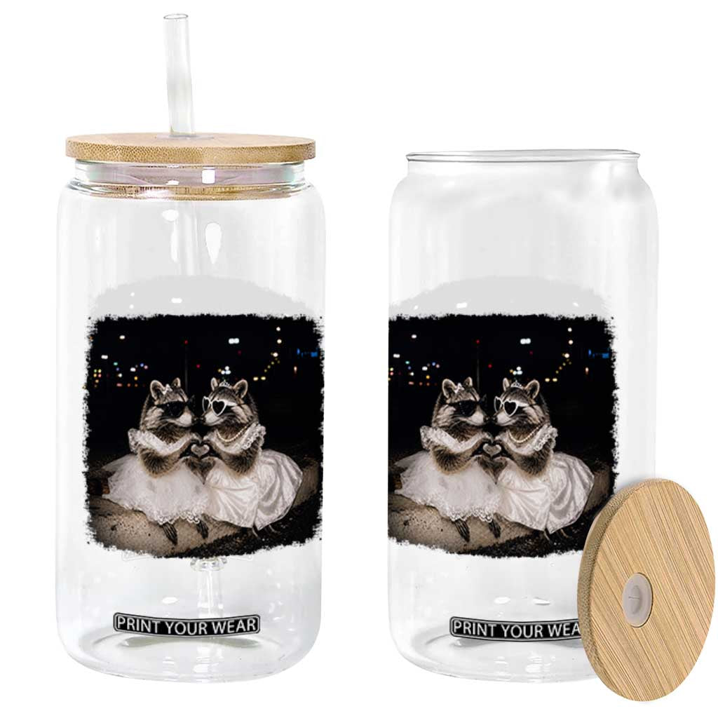 Funny Lesbian Raccoon Engagement Glass Can LGBTQ Pride Gift TS12 Print Your Wear