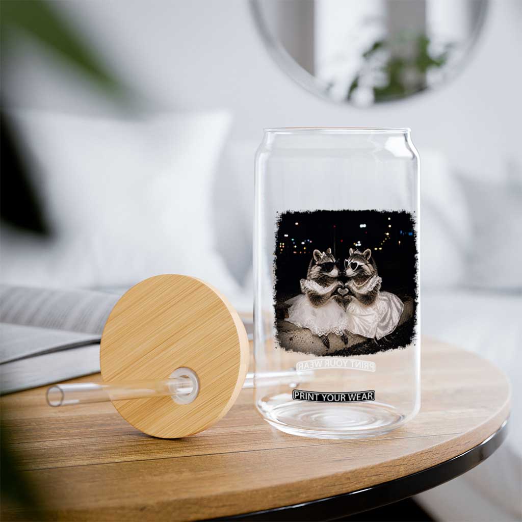 Funny Lesbian Raccoon Engagement Glass Can LGBTQ Pride Gift TS12 Print Your Wear