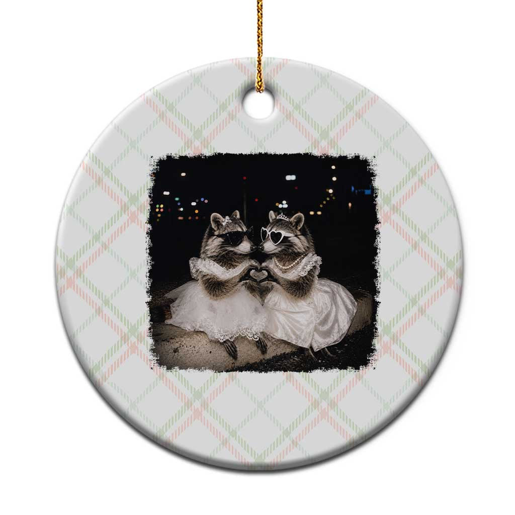 Funny Lesbian Raccoon Engagement Ceramic Ornament LGBTQ Pride Gift TS12 1pc Christmas Plaid Print Your Wear