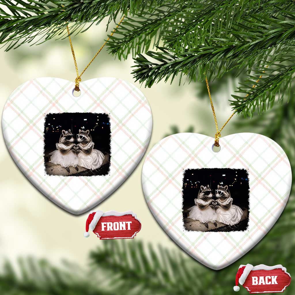 Funny Lesbian Raccoon Engagement Ceramic Ornament LGBTQ Pride Gift TS12 Print Your Wear