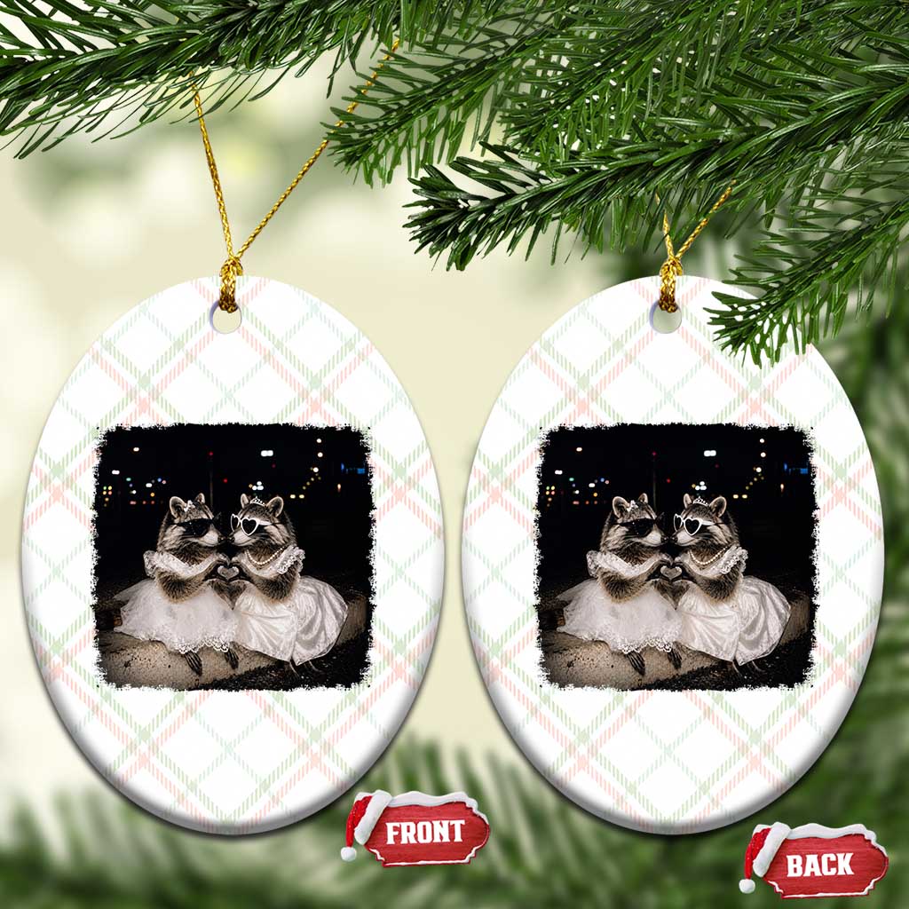 Funny Lesbian Raccoon Engagement Ceramic Ornament LGBTQ Pride Gift TS12 Print Your Wear