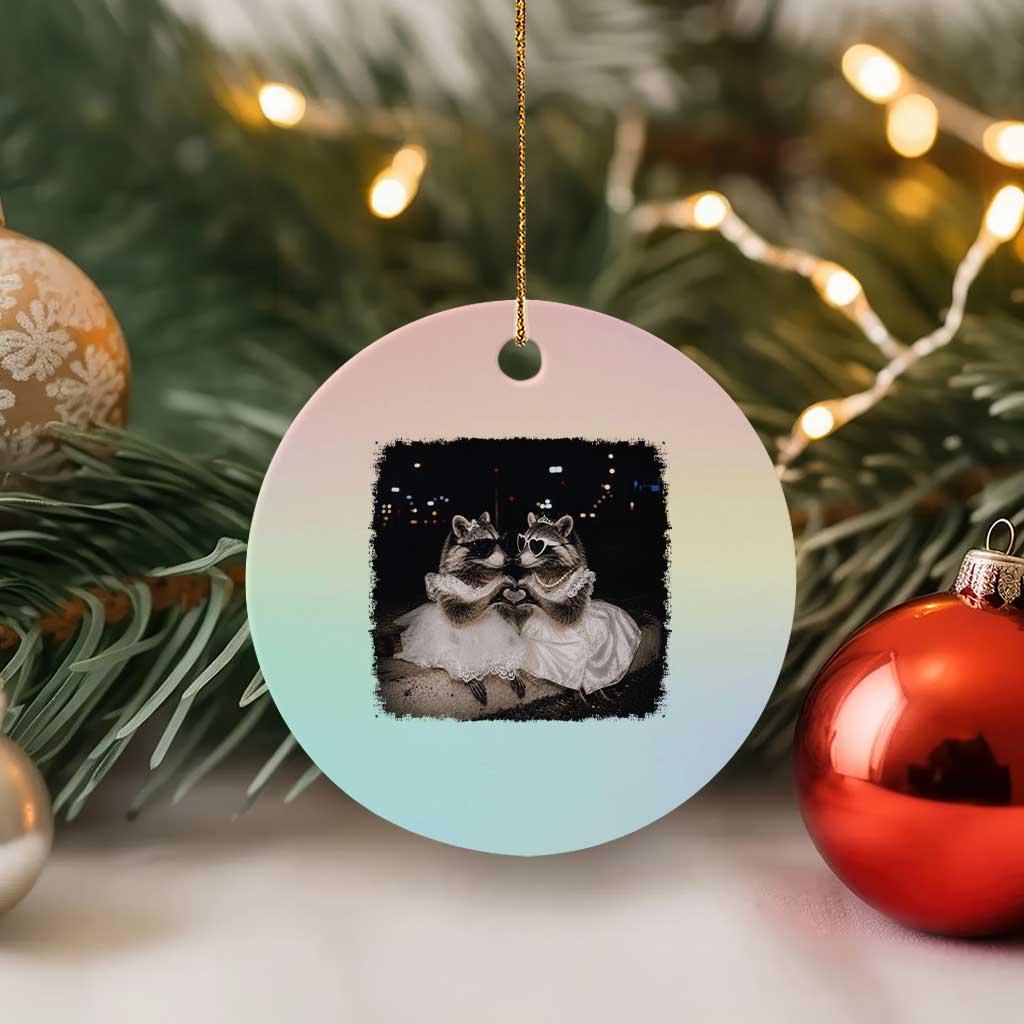 Funny Lesbian Raccoon Engagement Ceramic Ornament LGBTQ Pride Gift TS12 1pc Pastel Print Your Wear