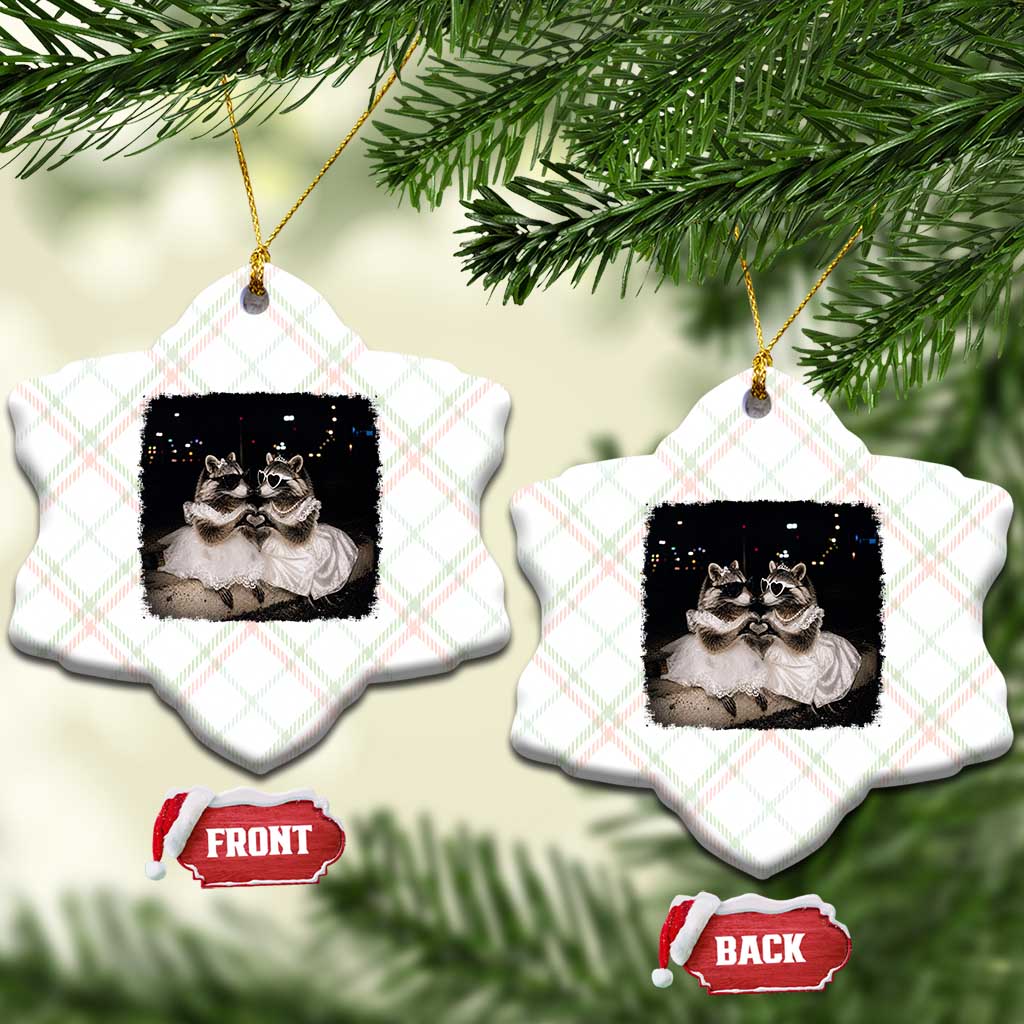 Funny Lesbian Raccoon Engagement Ceramic Ornament LGBTQ Pride Gift TS12 Print Your Wear
