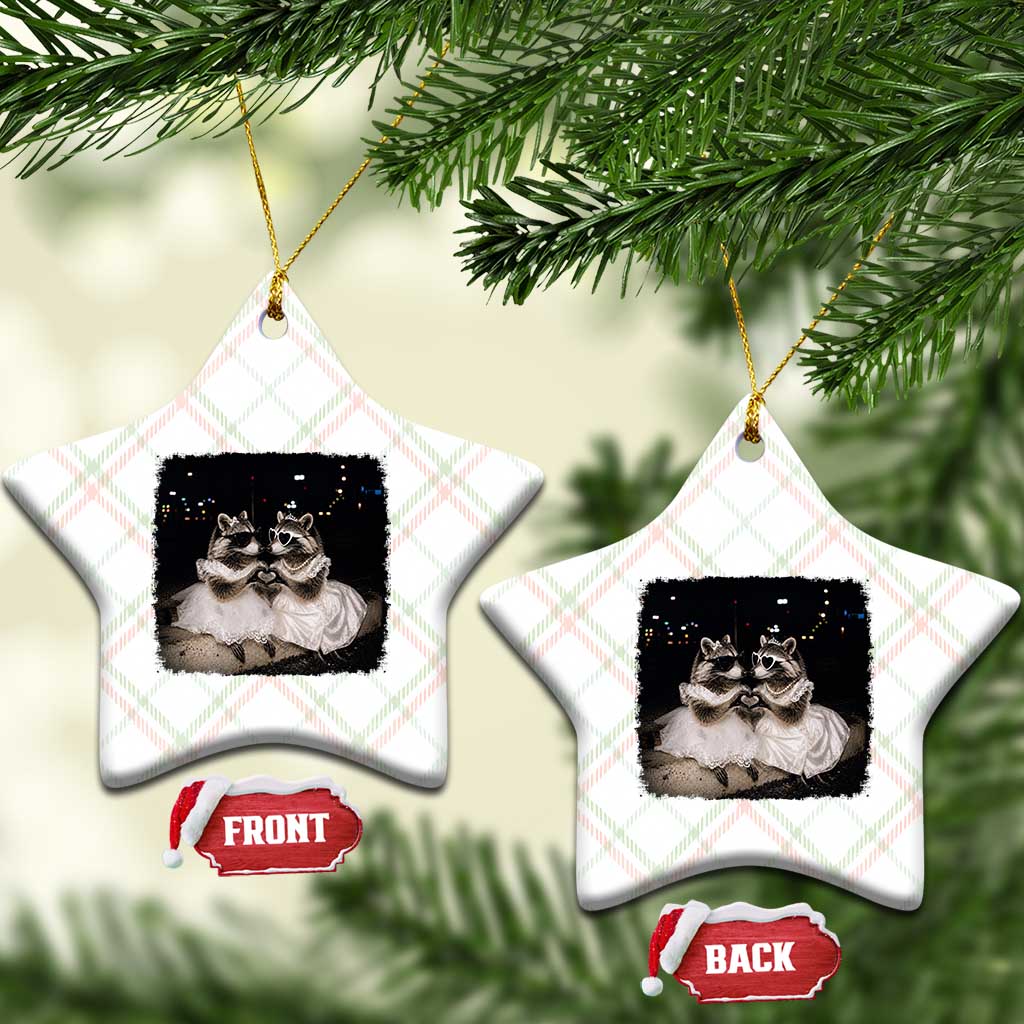 Funny Lesbian Raccoon Engagement Ceramic Ornament LGBTQ Pride Gift TS12 Print Your Wear