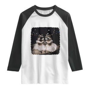 Funny Lesbian Raccoon Engagement Raglan Shirt LGBTQ Pride Gift TS12 White Black Print Your Wear