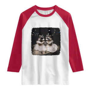 Funny Lesbian Raccoon Engagement Raglan Shirt LGBTQ Pride Gift TS12 White Red Print Your Wear