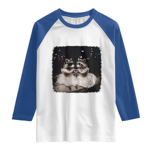 Funny Lesbian Raccoon Engagement Raglan Shirt LGBTQ Pride Gift TS12 White Royal Print Your Wear
