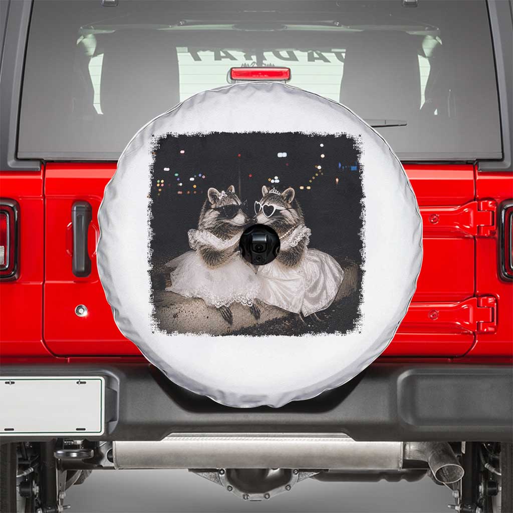 Funny Lesbian Raccoon Engagement Spare Tire Cover LGBTQ Pride Gift TS12 White Print Your Wear