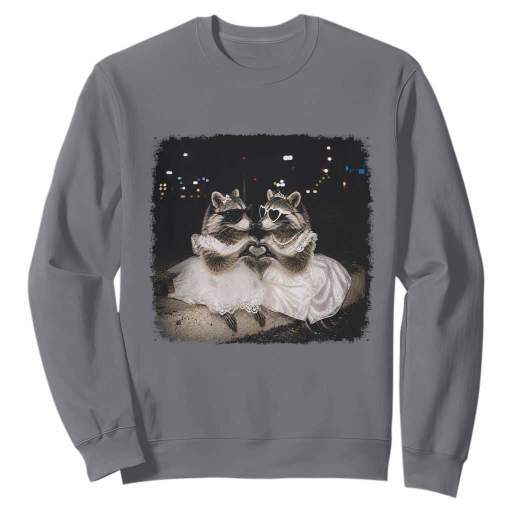 Funny Lesbian Raccoon Engagement Sweatshirt LGBTQ Pride Gift TS12 Charcoal Print Your Wear