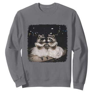 Funny Lesbian Raccoon Engagement Sweatshirt LGBTQ Pride Gift TS12 Charcoal Print Your Wear