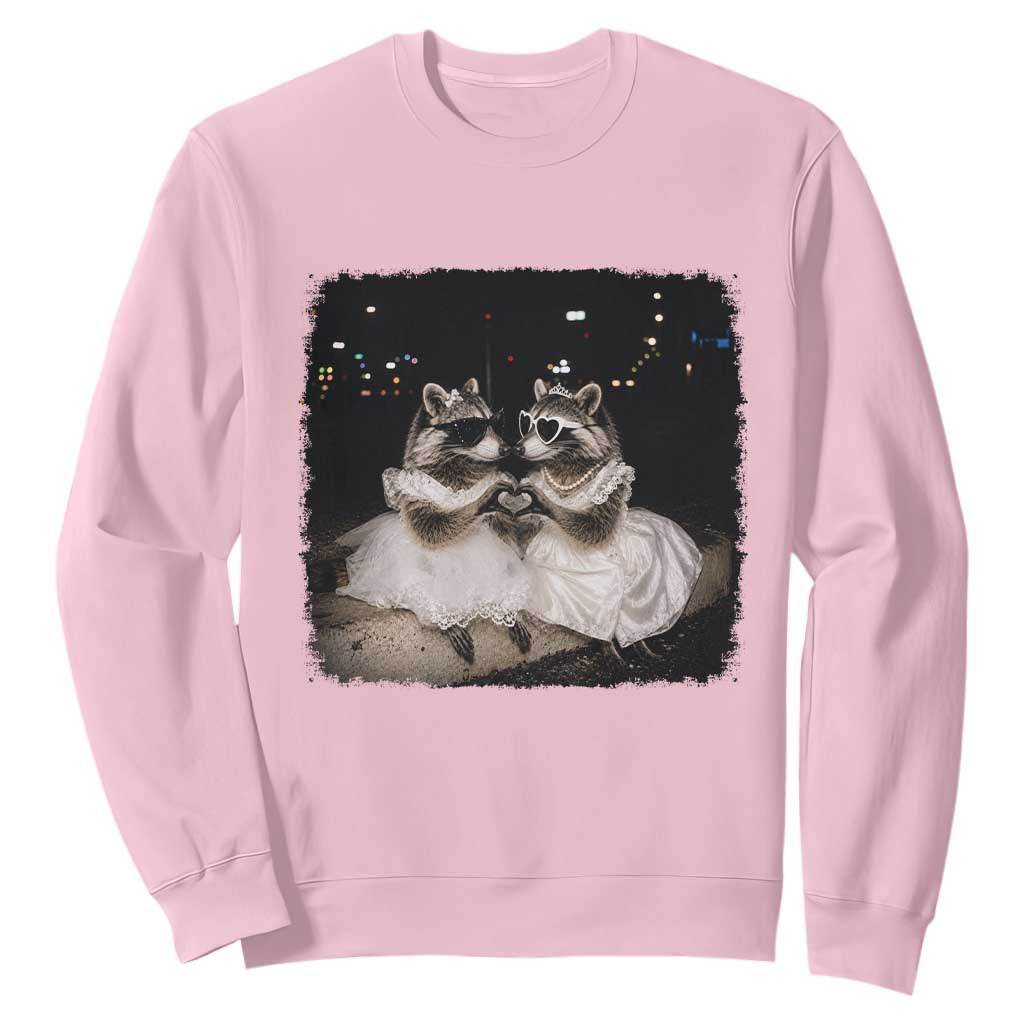 Funny Lesbian Raccoon Engagement Sweatshirt LGBTQ Pride Gift TS12 Light Pink Print Your Wear