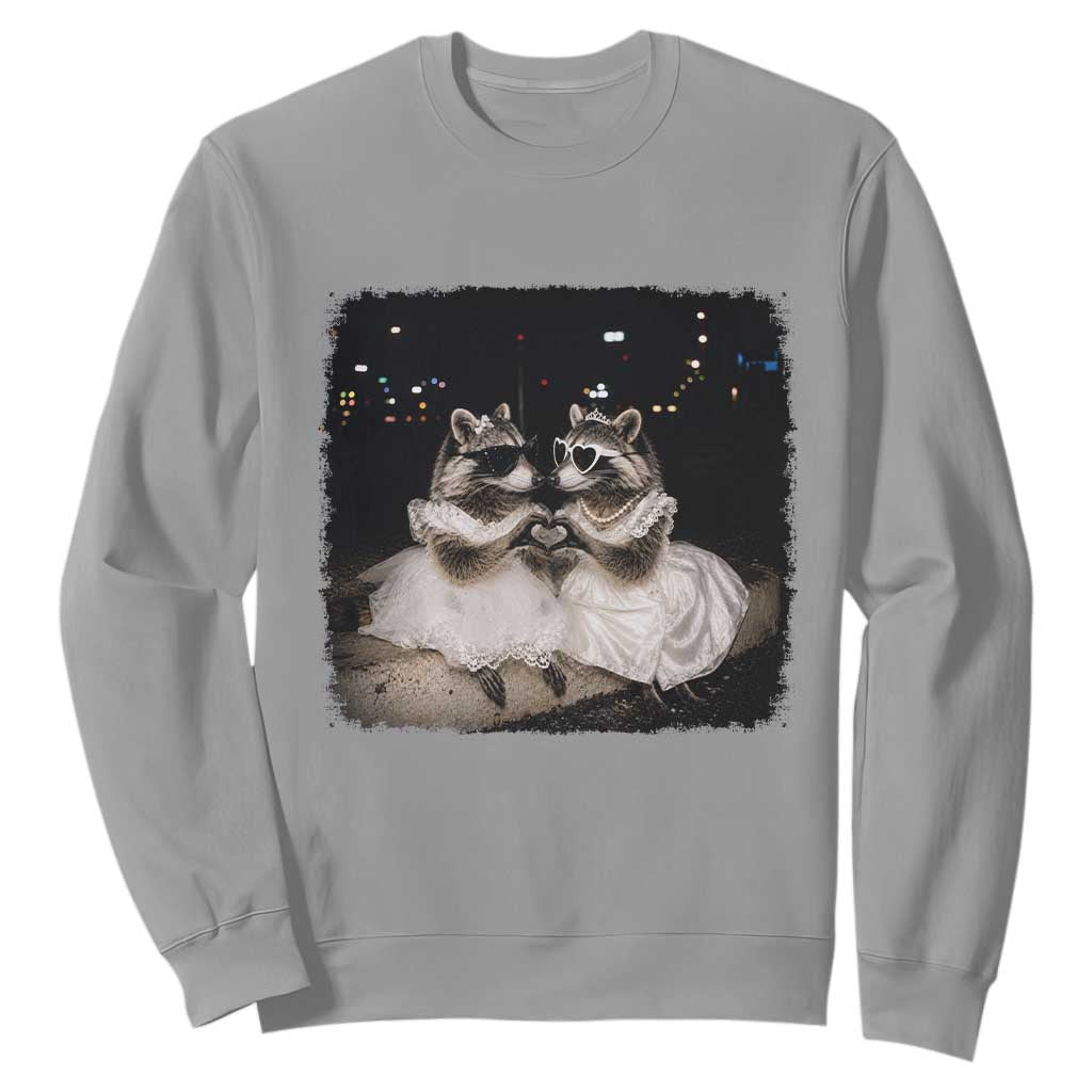 Funny Lesbian Raccoon Engagement Sweatshirt LGBTQ Pride Gift TS12 Sport Gray Print Your Wear