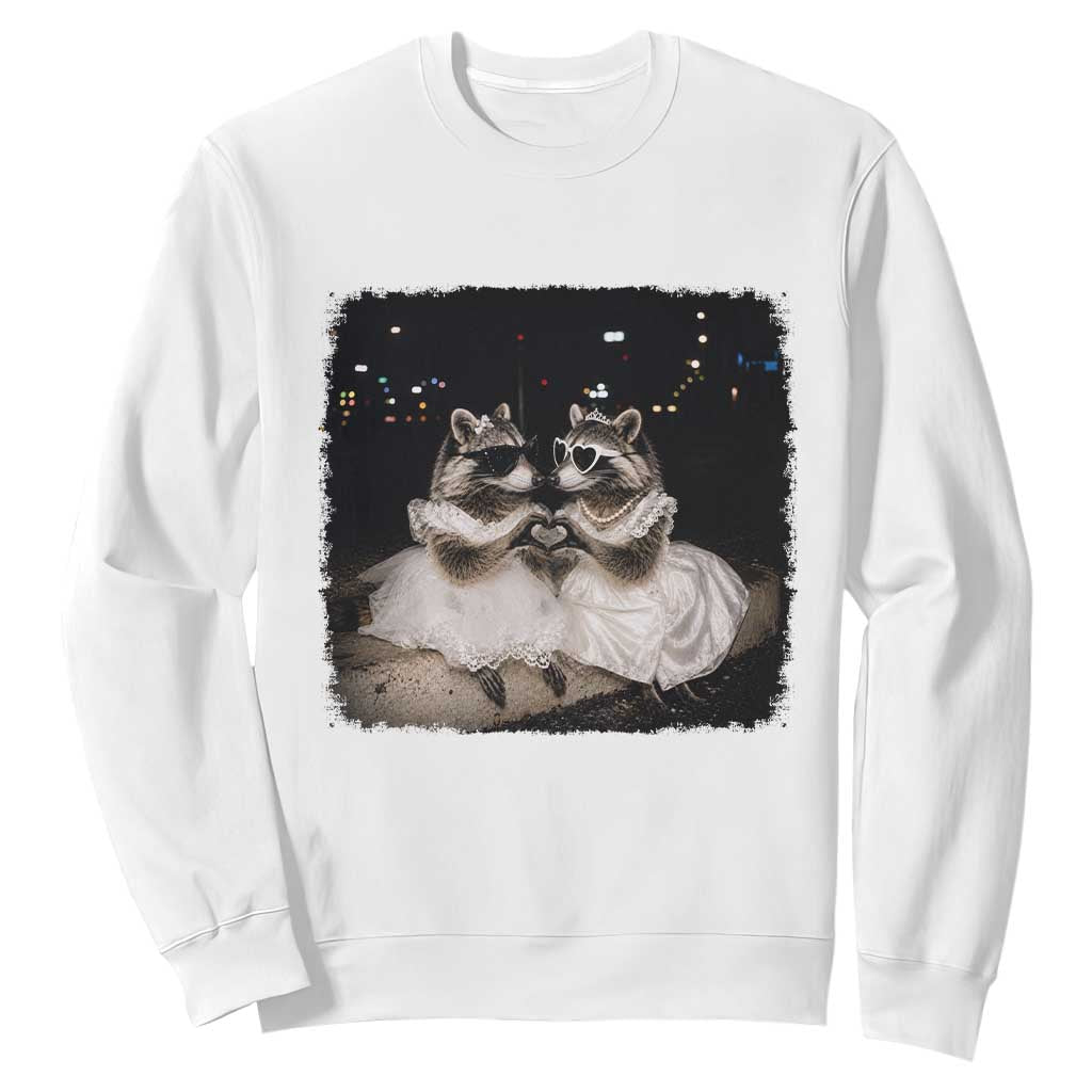 Funny Lesbian Raccoon Engagement Sweatshirt LGBTQ Pride Gift TS12 White Print Your Wear