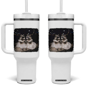 Funny Lesbian Raccoon Engagement Tumbler With Handle LGBTQ Pride Gift TS12 One Size: 40 oz White Print Your Wear