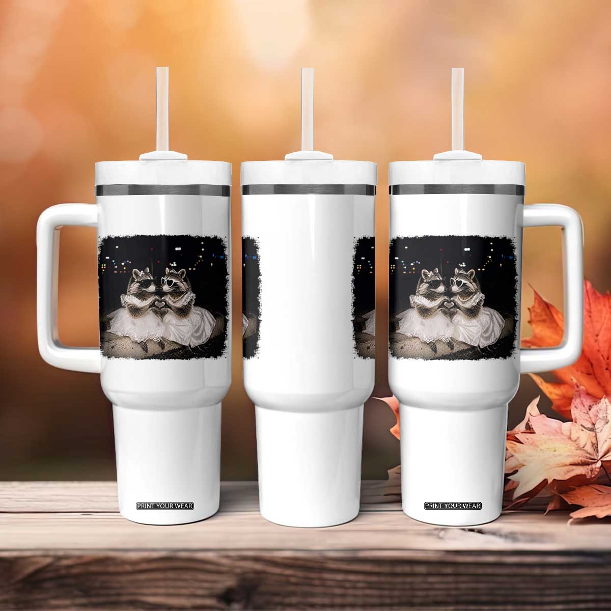 Funny Lesbian Raccoon Engagement Tumbler With Handle LGBTQ Pride Gift TS12 Print Your Wear