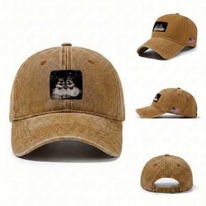Funny Lesbian Raccoon Engagement Washed Cotton Baseball Cap LGBTQ Pride Gift TS12 Washed Cap Universal Fit Yellow Ochre Print Your Wear
