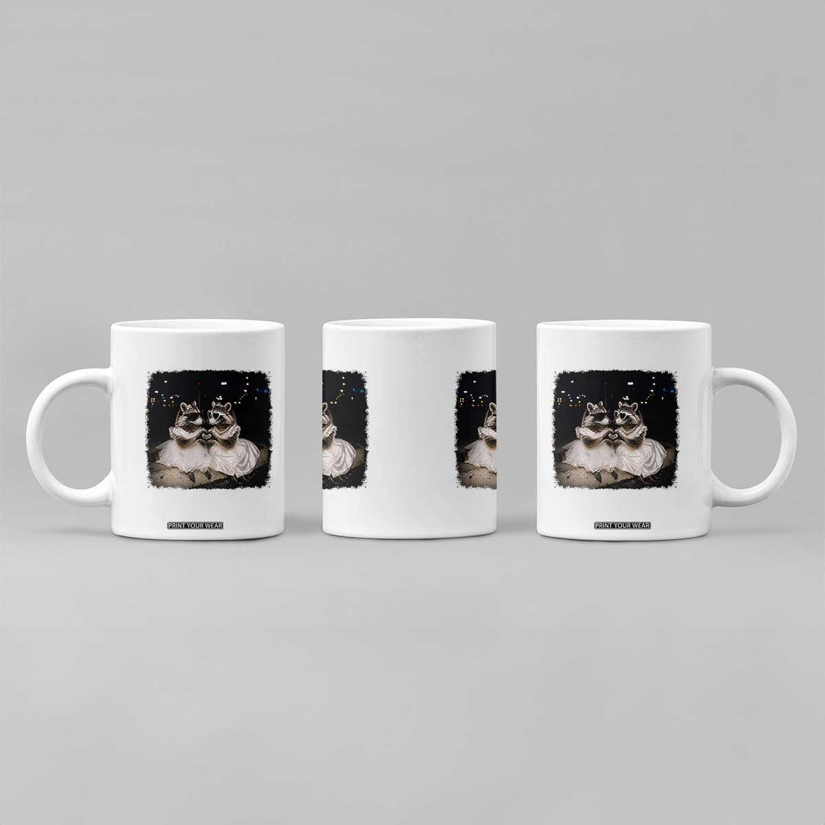 Funny Lesbian Raccoon Engagement Coffee Mug LGBTQ Pride Gift TS12 Print Your Wear
