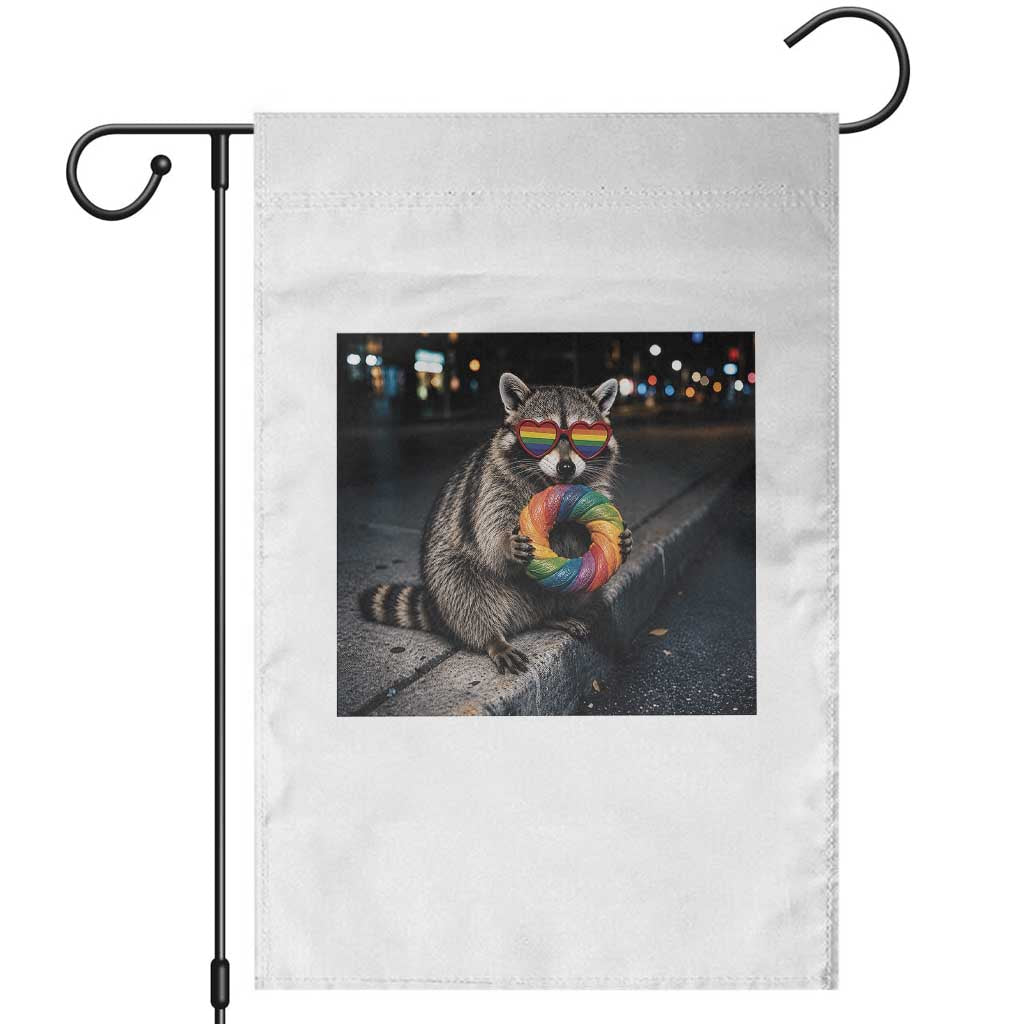 Raccoon Eating Baguette Graphic Garden Flag Humorous Gay Pride Gift TS12 White Print Your Wear