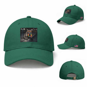 Raccoon Eating Baguette Graphic Baseball Cap Humorous Gay Pride Gift TS12 Baseball Cap Universal Fit Irish Green Print Your Wear