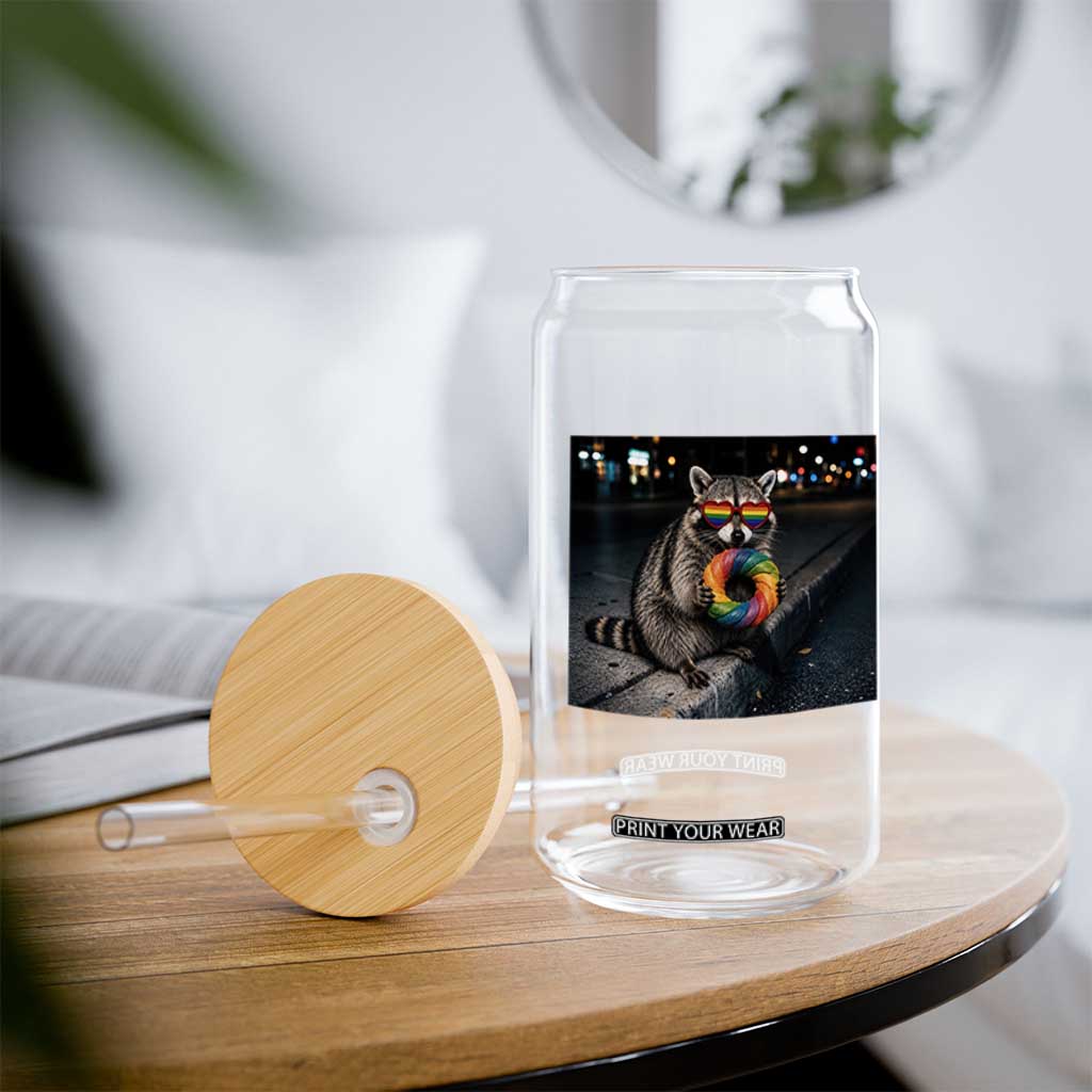 Raccoon Eating Baguette Graphic Glass Can Humorous Gay Pride Gift TS12 Print Your Wear
