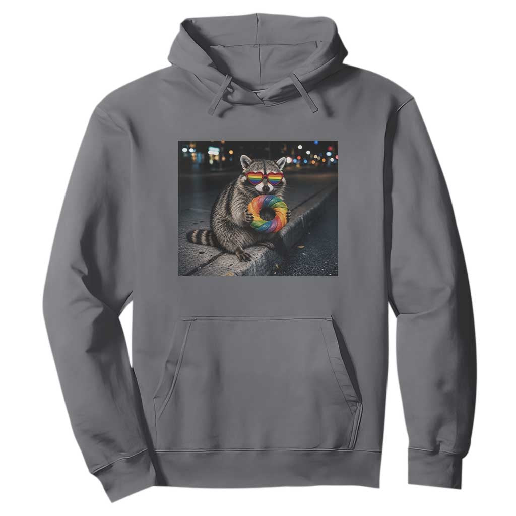 Raccoon Eating Baguette Graphic Hoodie Humorous Gay Pride Gift TS12 Charcoal Print Your Wear