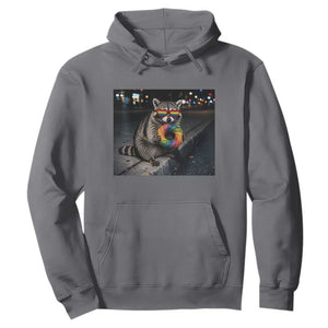 Raccoon Eating Baguette Graphic Hoodie Humorous Gay Pride Gift TS12 Charcoal Print Your Wear
