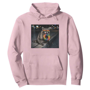 Raccoon Eating Baguette Graphic Hoodie Humorous Gay Pride Gift TS12 Light Pink Print Your Wear