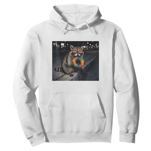 Raccoon Eating Baguette Graphic Hoodie Humorous Gay Pride Gift TS12 White Print Your Wear