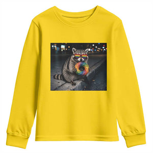 Raccoon Eating Baguette Graphic Youth Sweatshirt Humorous Gay Pride Gift TS12 Daisy Print Your Wear