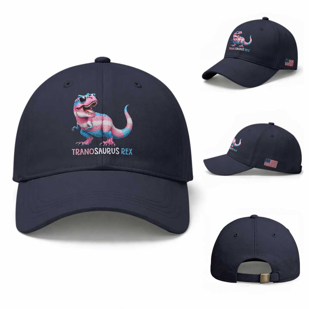 Transaurus Rex Transgender Pride Baseball Cap Funny Dinosaur Lover TS12 Baseball Cap Universal Fit Navy Print Your Wear