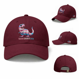 Transaurus Rex Transgender Pride Baseball Cap Funny Dinosaur Lover TS12 Baseball Cap Universal Fit Maroon Print Your Wear